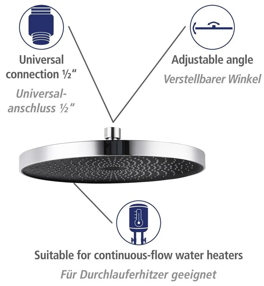 Fényes ezüstszínű rozsdamentes acél zuhanyszett 120 cm Soft Water – Wenko