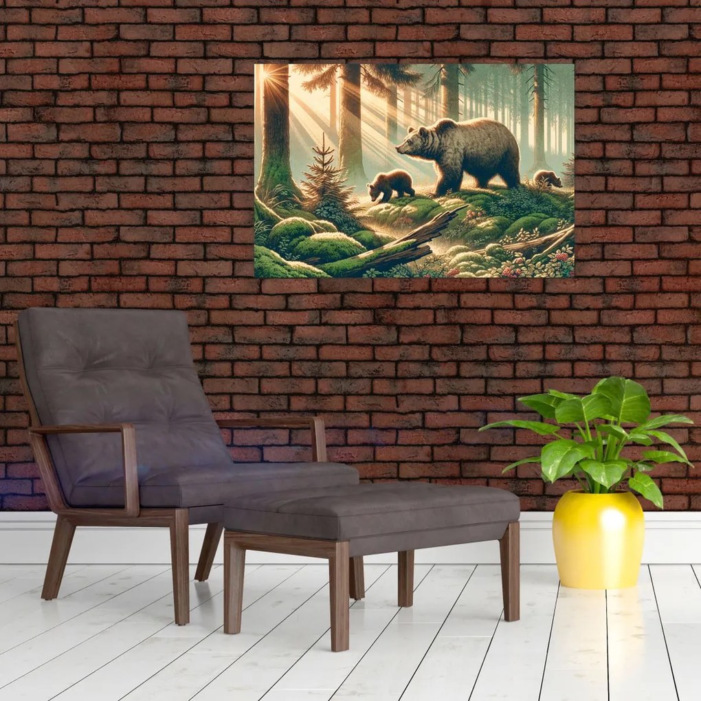 Kép - Medvék az erdőben (90x60 cm)