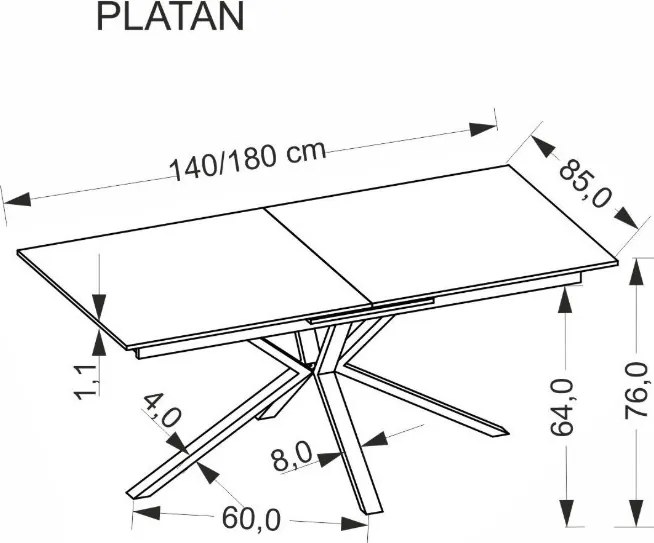 Platan bővíthető étkezőasztal fehér 140-180cm