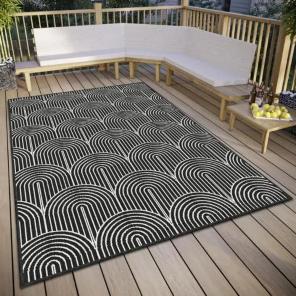 Fekete-fehér kültéri szőnyeg 80x150 cm Pangli Black – Hanse Home