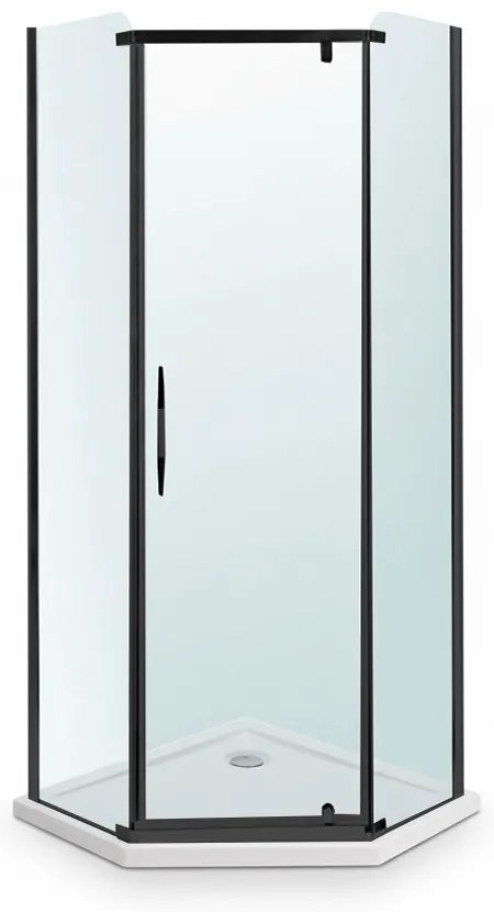 Celtic 90x90 cm ötszögletű zuhanykabin zuhanytálcával fekete