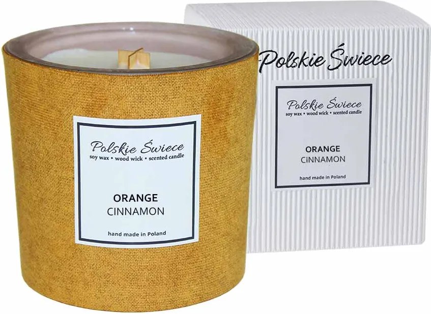 Erős bőrű arany narancsos fahéjas fehér gyertya