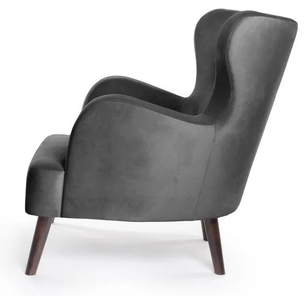 Sötétszürke bársony füles fotel Noemye – Bonami Selection