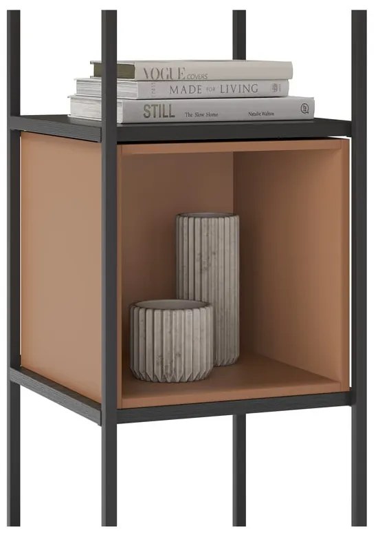 Fekete-téglavörös könyvespolc 36x179 cm Anya – Marckeric