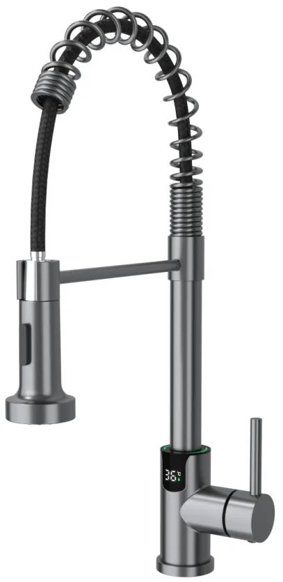 Austler FH-3113 mosogató csaptelep - kiemelhető multifunkciós fej - vízhőfok kijelző (gunmetal)