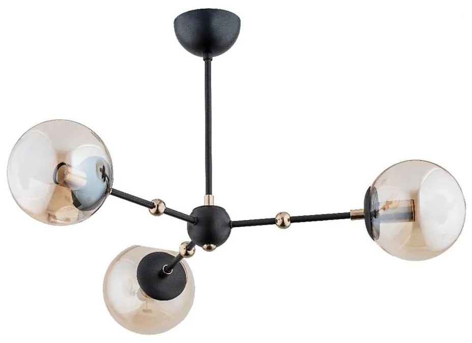 Csillár rúdon  ITORIS 3xE14/10W/230V fekete/arany