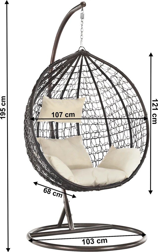 Függőfotel, réz/barna/krém, NOLAN NEW