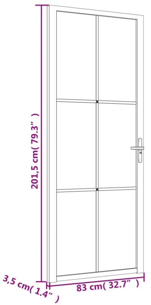 fehér matt üveg és alumínium beltéri ajtó 83 x 201,5 cm