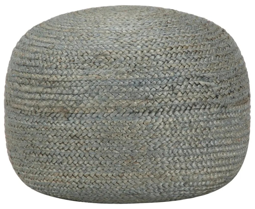 kézzel készült olívazöld juta puff 45 x 30 cm