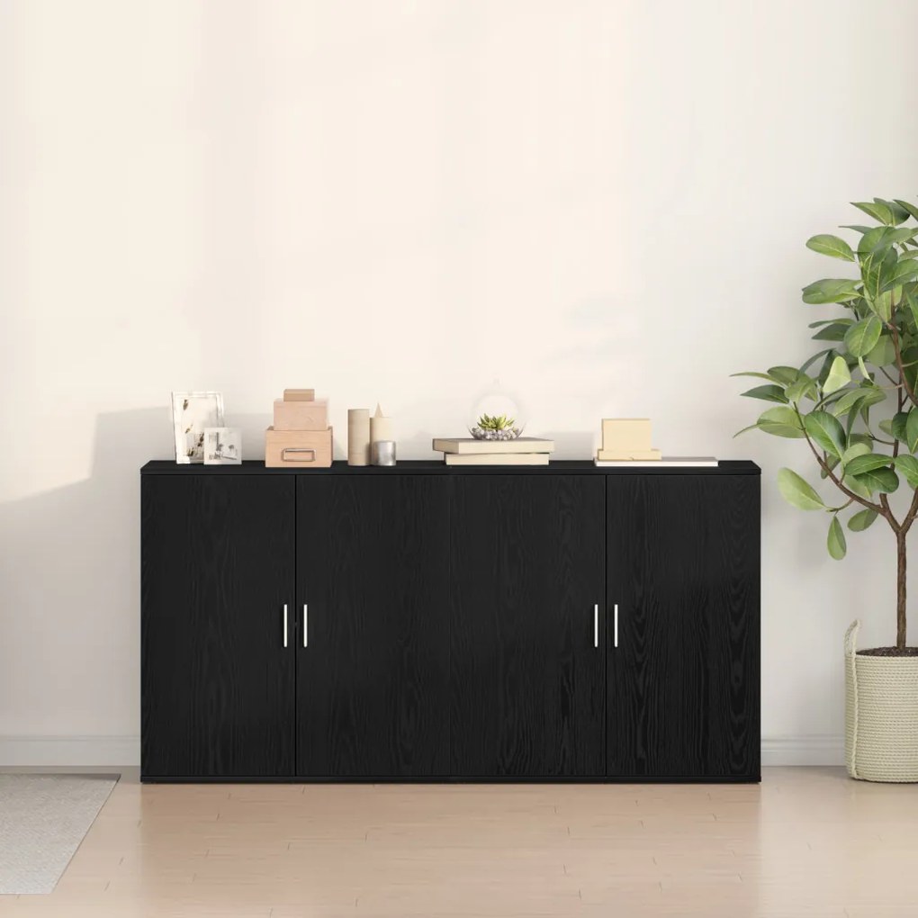 2 db fekete tölgy oldalszekrény 79x38x80 cm rétegelt fa