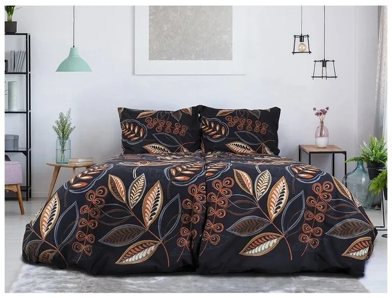 B.E.S. Petrovice Éjszakai levelel flanel ágyneműhuzat, 140 x 200 cm, 70 x 90 cm