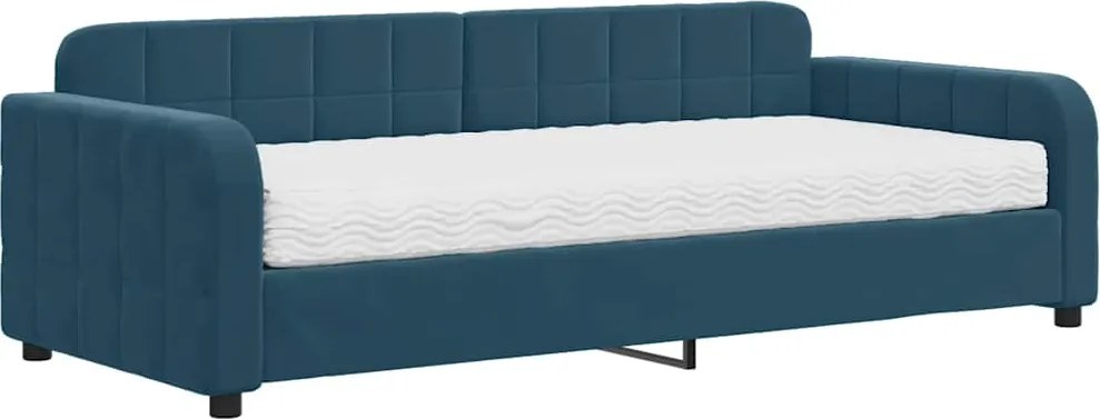 vidaXL kék bársony heverő matraccal 90 x 200 cm