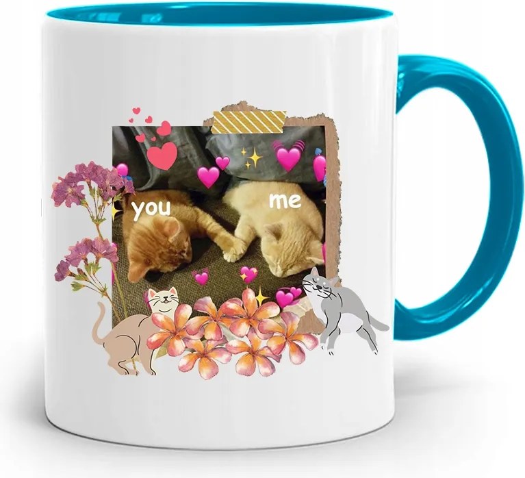Kék Bögre Valentin Napra You And Me Ajándék fényképes nyomtatással