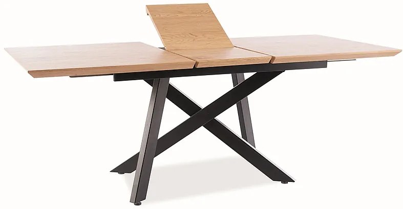 Széthúzható étkezőasztal  160-220 cm Carlos (tölgy + fekete) (8 és több fő részére). 1050005