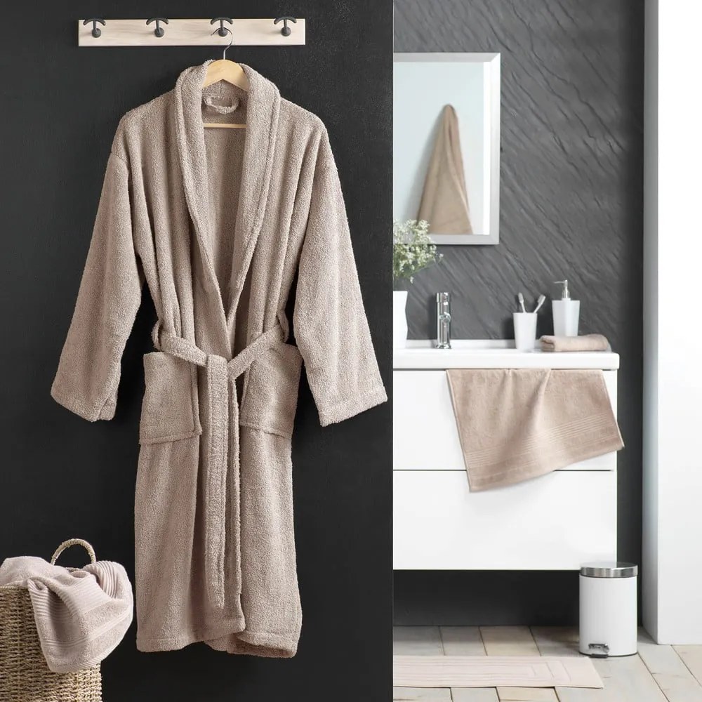 Világosbarna pamut fürdőköpeny M Tendresse – douceur d'intérieur