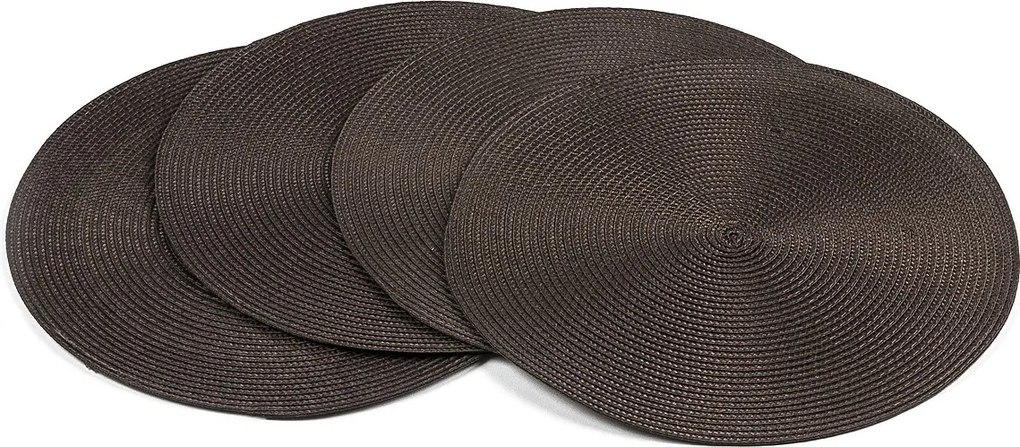 Deco tányéralátét kerek, sötétbarna, átmérő 35 cm, 4 db-os készlet