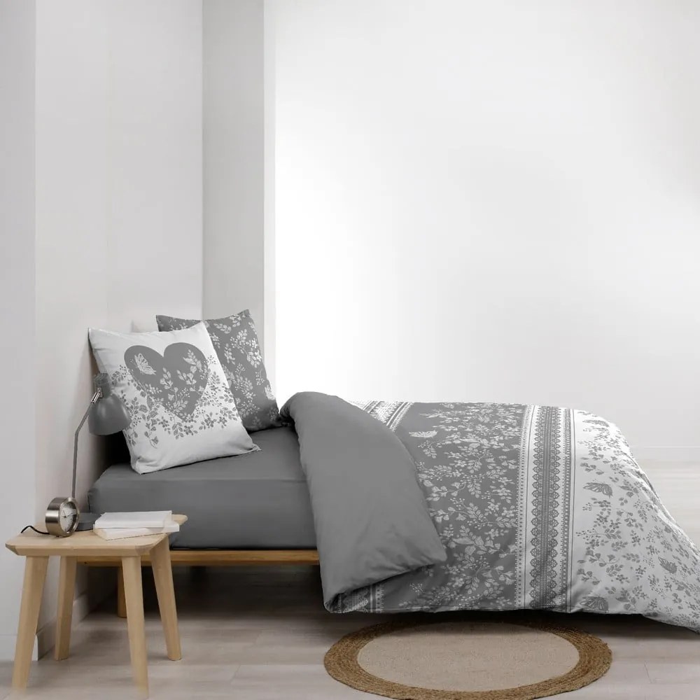 Fehér-szürke kétszemélyes pamut ágyneműhuzat 200x200 cm Annie – douceur d'intérieur