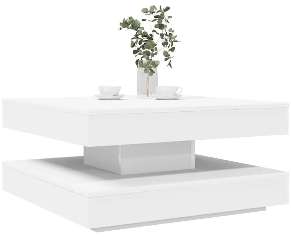Fehér dohányzóasztal 360 fokban forgatható 70x70x34,5 cm