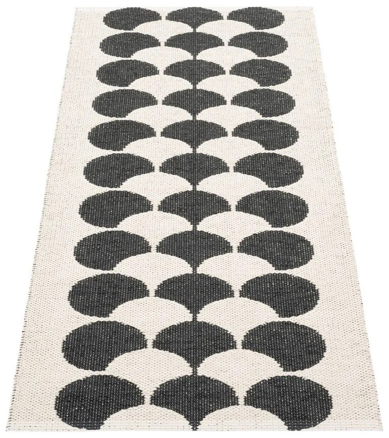 Fekete-krémszínű kültéri-beltéri futószőnyeg 70x150 cm Poppy Black Vanilla – Pappelina