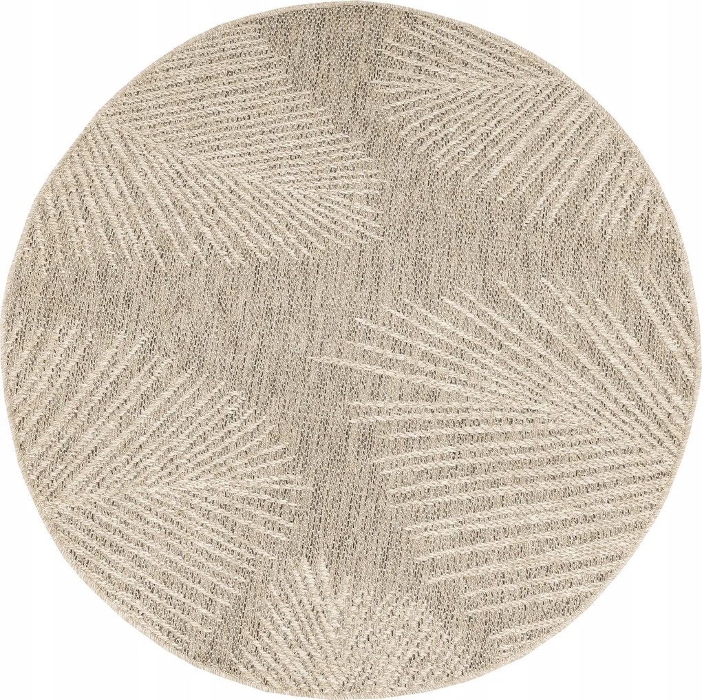 Kerek Zsinóros Szőnyeg Bézs Levelek Otthonra Teraszra Erkély Terasz Átm. 133 cm