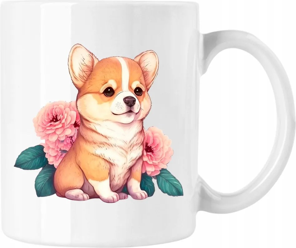 Bögre Kutya Virágok Kedves 2 Fehér 330ml