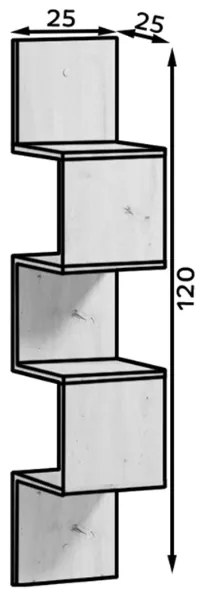 Fali polc SUNEDO 25x125 cm, fekete