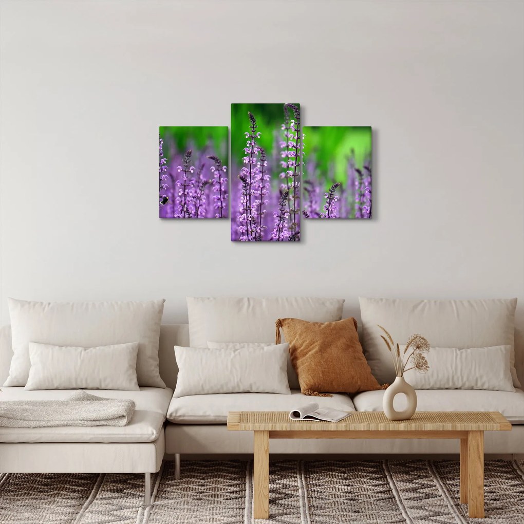 Lila mezei virágok képe (90x60 cm)
