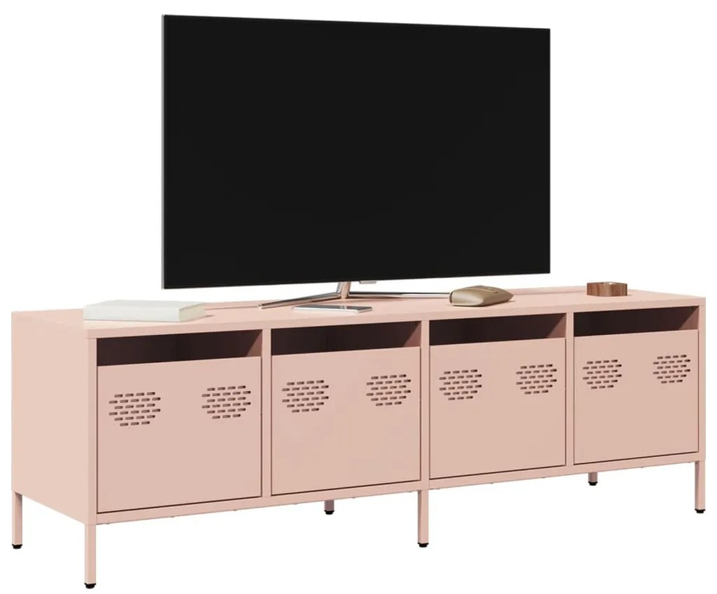 rózsaszín hidegen hengerelt acél TV-szekrény 135x39x43,5 cm
