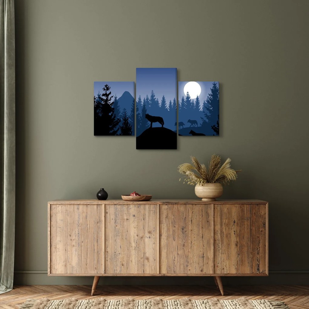 Kép - Egy farkasfalka teliholdkor (90x60 cm)