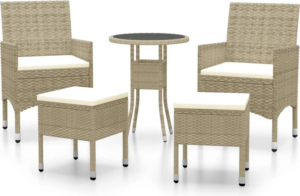 vidaXL 5 részes bézs kerti polirattan ülőgarnitúra