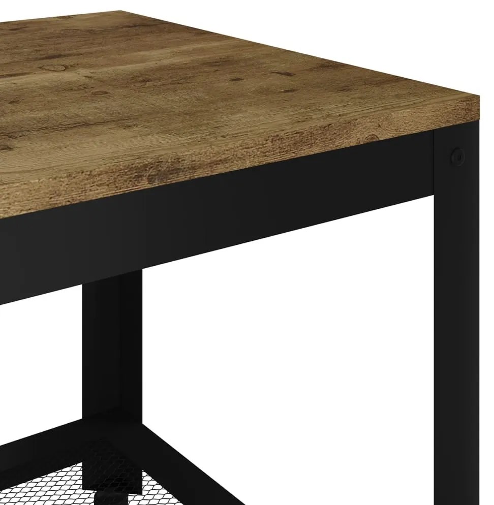 Sötétbarna és fekete MDF és vas dohányzóasztal 90x45x45 cm