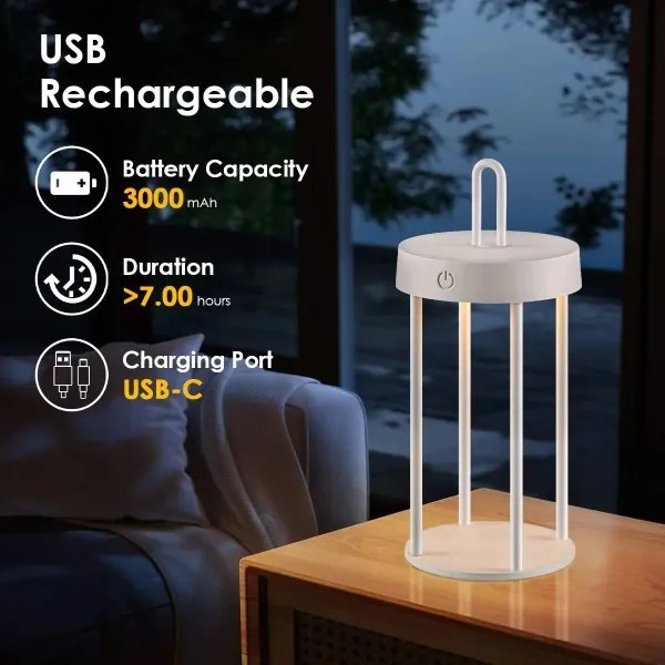 LED fényerőszabályozható kültéri újratölthető érintésvezérlésű asztali lámpa GENTLE LED/1,5W/3,7V 3000 mAh IP44 fehér