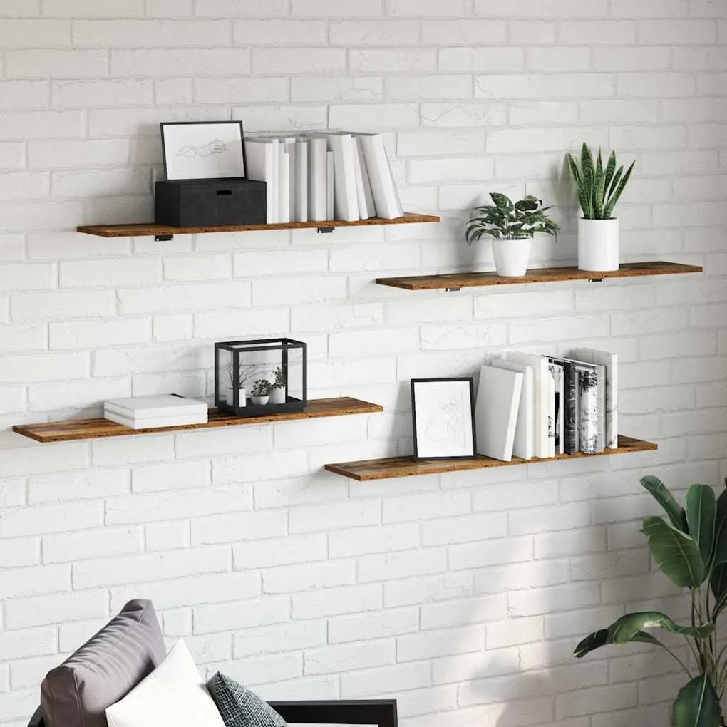 Polcos könyvespolc 4 pcs Barna 100 x 20 x 1.5 cm Faanyag