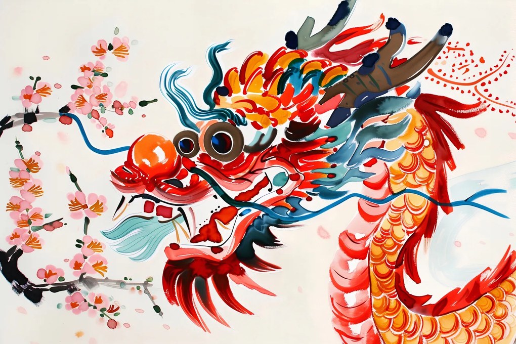 Poszter 45x30cm Élő színű sárkány