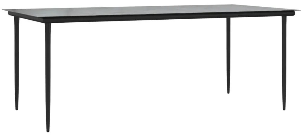 9 részes fekete polyrattan kerti étkezőgarnitúra párnákkal