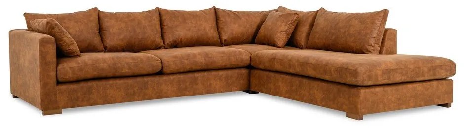 Konyakbarna bőrutánzat sarokkanapé (jobb oldali) Hamburg – Scandic