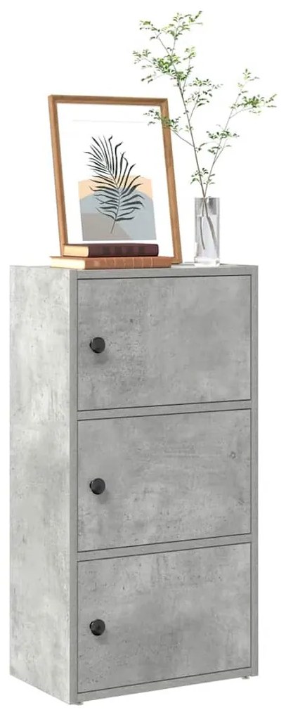 betonszürke szerelt fa könyvespolc 40x24x77 cm