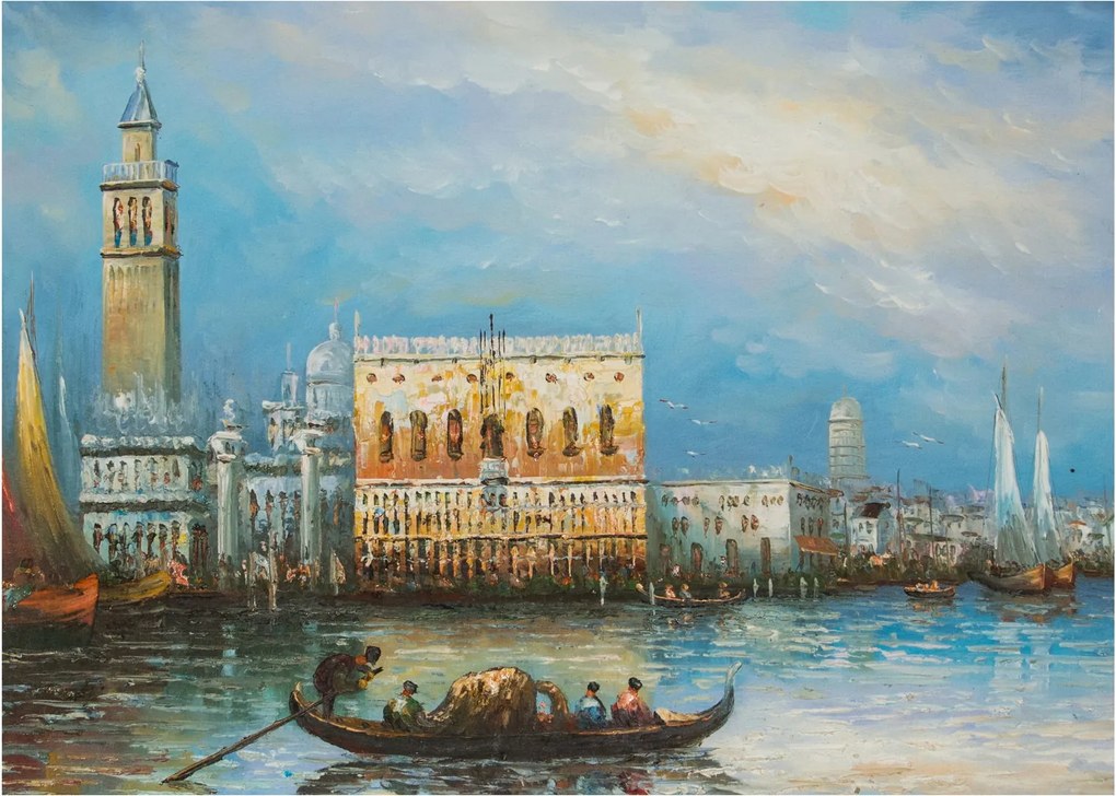 Kép - gondola Velencén áthaladva, olajfestmény (70x50 cm)