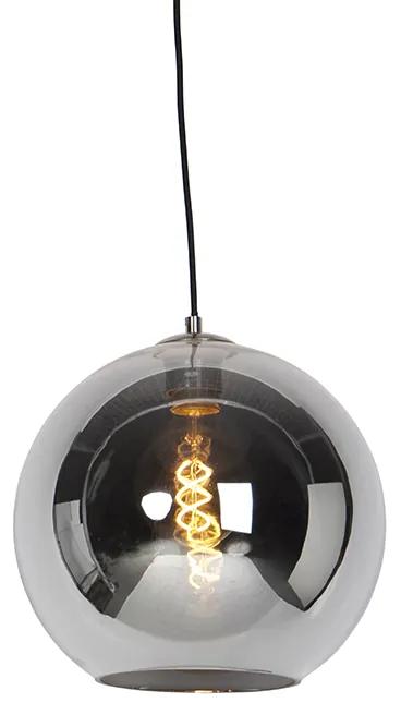 Art deco függesztett lámpa acél füstüveggel, 30 cm - Tálca