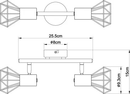 Globo 54802-2 Fali spotlámpa,fényes króm, HxSzxM:255x93x150mm, 2xE14 40W 230V izzók nélkül