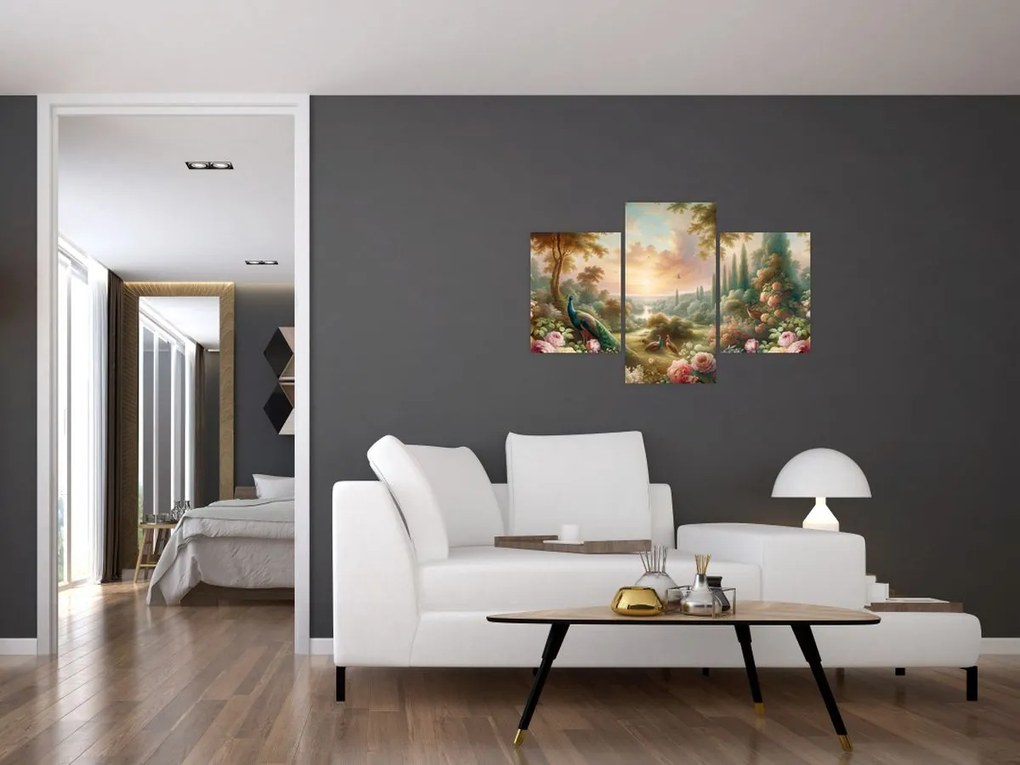 Kép - Pávák a kertben (90x60 cm)