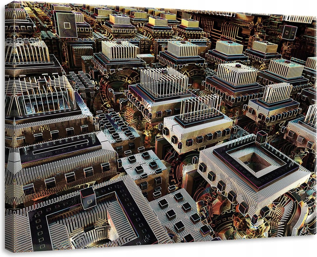 Vászonkép 70x50 Futurisztikus város absztrakt geometria technológia világ