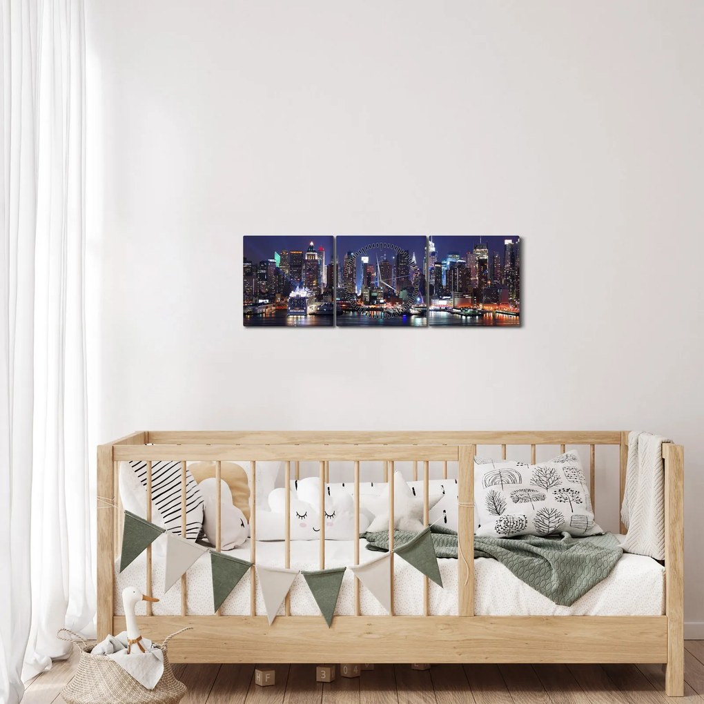 Kép - New York-i felhőkarcolók megvilágítva (órával) (90x30 cm)