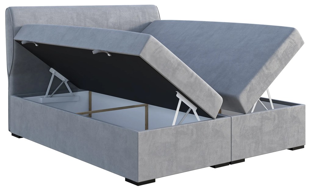 Franciaágy Boxspring 140 cm Simoon (világosszürke) (matraccal és tárolóhellyel). 1043450
