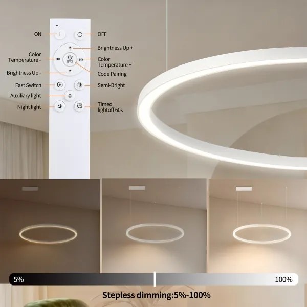 Brilagi - PORTOFINO fényerőszabályozható LED csillár kábelen LED/60W/230V, átm. 80 cm, fehér +DO
