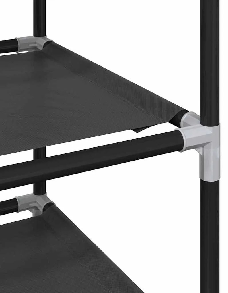 fekete nem szőtt szövetből cipőállvány 10 szintes 44x28x180 cm