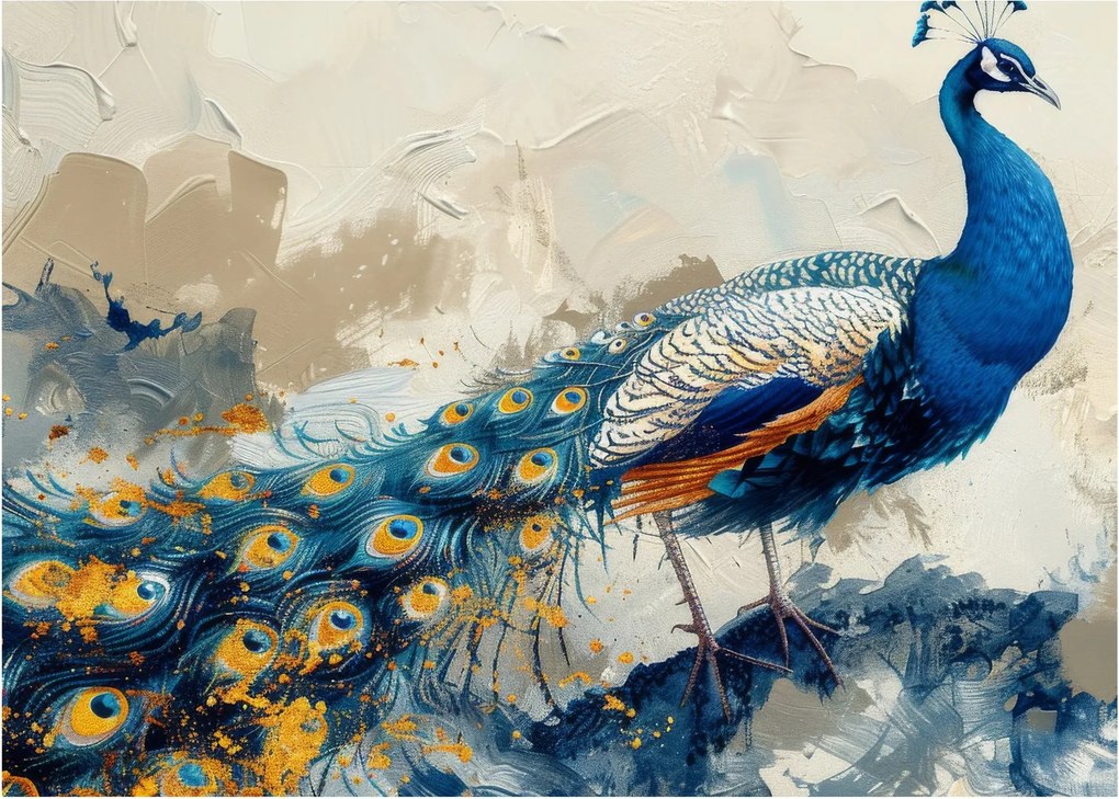 Kép - Páva, festmény (70x50 cm)