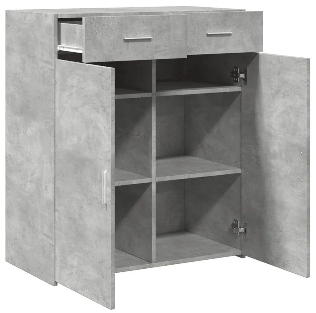 betonszürke szerelt fa tálalószekrény 80 x 42,5 x 93 cm
