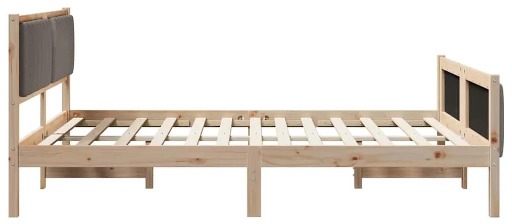 Ágykeret fejtámlával Barna és taupe 150 x 200 cm Tömör fenyőfa