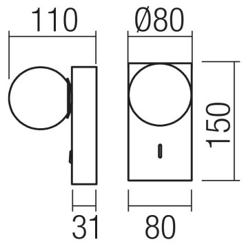 Redo 01-4657 - LED fali lámpa NORMA LED/5W/230V CRI 90 USB arany